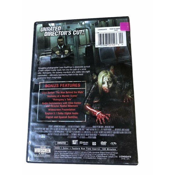 The Midnight Meat Train (DVD, 2009, Directors Cut) Unrated Horror CLIVE BARKER - Picture 2 of 3